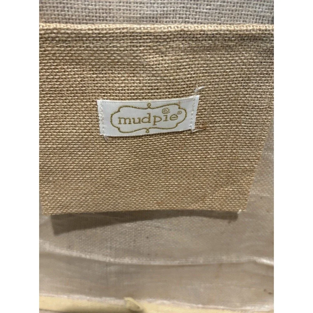 Mud Pie  “Hey Y’all” Jute Tote Beach Bag Burlap ~Tan ~ 21”X14”